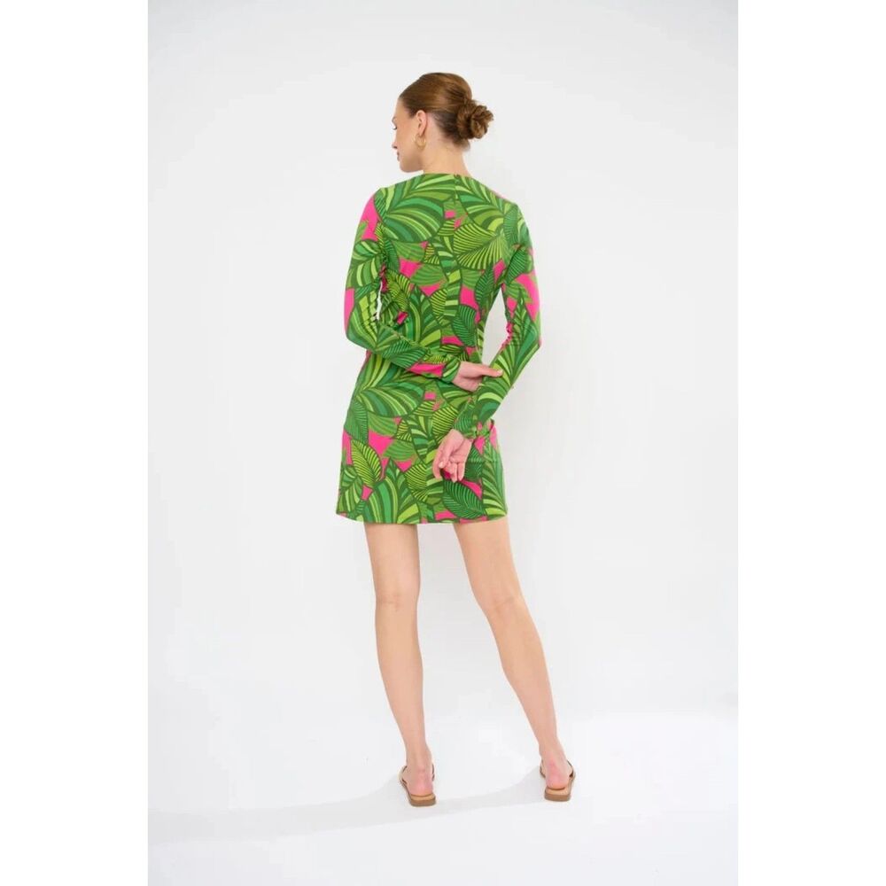 NEW Flora Bea Morgan Long Sleeve Shift Dress in Farm Valley Pink Tropical Size S - Picture 3 of 13